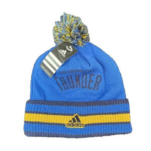 Oklahoma City Thunder Adidas Cuffed Knit Pom Beanie Cap Winter Hat NBA New